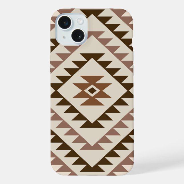 Coque iPhone Conception de motif diamant aztéque marron+crème (Verso)