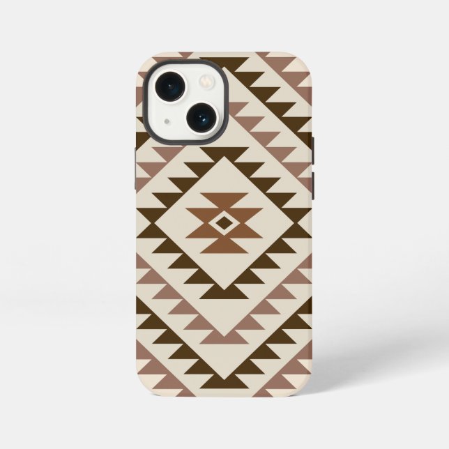 Coque iPhone Conception de motif diamant aztéque marron+crème (Verso)