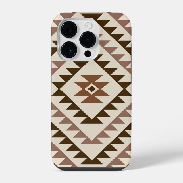 Coque iPhone Conception de motif diamant aztéque marron+crème (Verso)