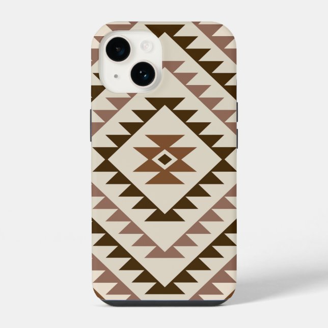 Coque iPhone Conception de motif diamant aztéque marron+crème (Verso)