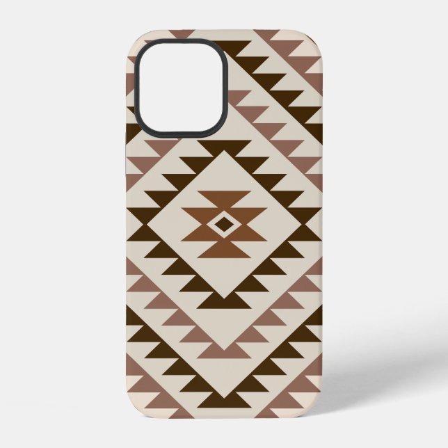 Coque iPhone Conception de motif diamant aztéque marron+crème (Verso)
