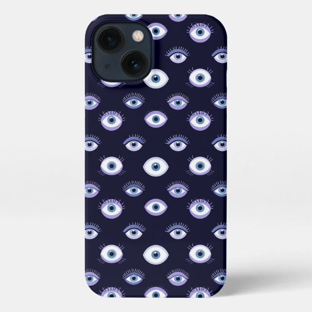 Coque iPhone Conception de motif d'œil avec bleu audacieux abst (Verso)