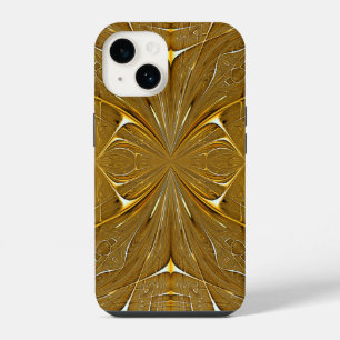 Coque Pour iPhone 14 Conception de motif en métal doré faux
