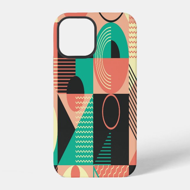 Coque iPhone Conception de Motif géométrique rétro (Verso)
