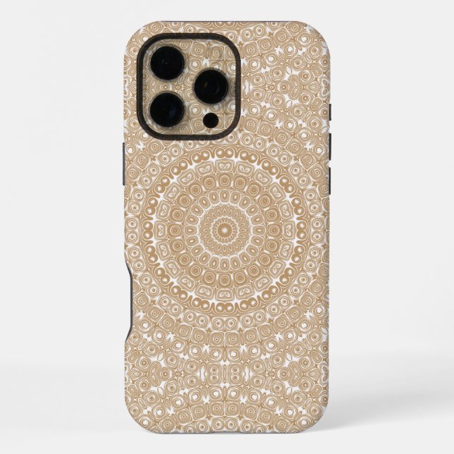 Coque iPhone Conception de motif mandala marron chameau (Verso)