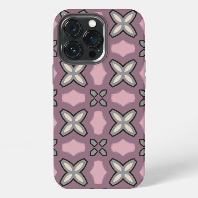 Coque iPhone Conception de motif rose et gris  (Dos)