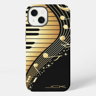 Etui iPhone 13 Conception de notes de musique élégantes noir et o