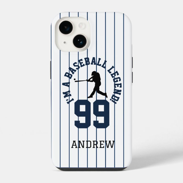 Coque iPhone Conception de numéro de maillot à rayures de baseb (Verso)