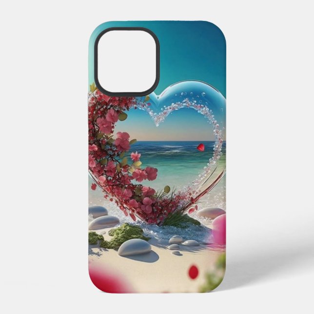 Coque iPhone Conception de paysage avec cœur (Verso)