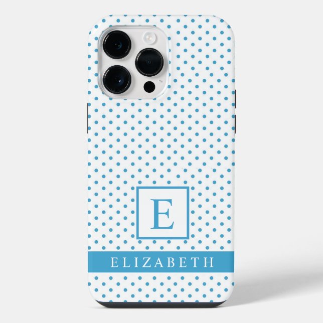 Coque iPhone Conception de point blanc bleu cyan bleu ciel pers (Verso)