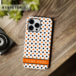 Coque Pour Pour iPhone 14 Pro Max Conception de points noirs blancs orange personnal