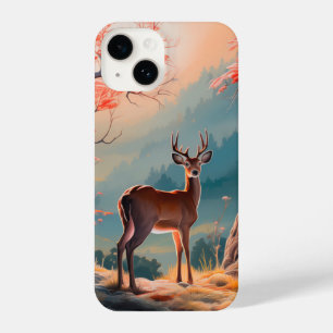 Coque Pour iPhone 14 Conception de scène forestière enchantée avec cerf