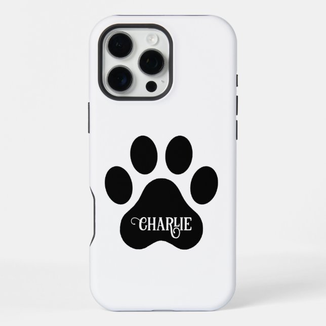 Coque iPhone Conception de silhouette de nom de patte de chien (Verso)