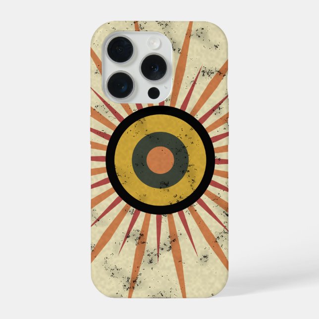 Coque iPhone Conception de soleil levant rétro bohème (Verso)