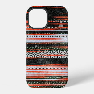 Coque iPhone 12 Conception de tapis à rayures de motif tribal ethn