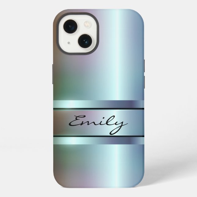 Coque iPhone Conception de teinte de couleur douce métallique (Verso)