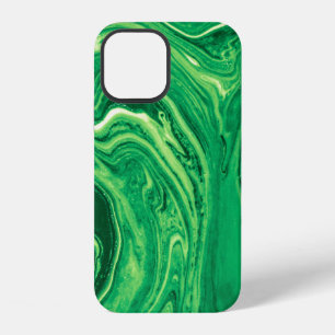 Coque iPhone 12 Conception de textile mixte créatif vert brillant.