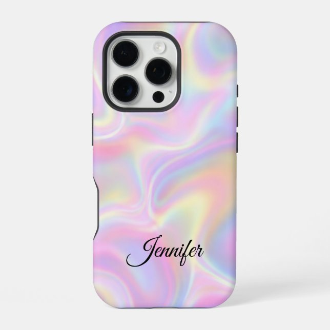 Coque iPhone Conception de tourbillon holographique pastel vibr (Verso)