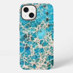 Etui iPhone 13 Conception de turquoise veinée vintage