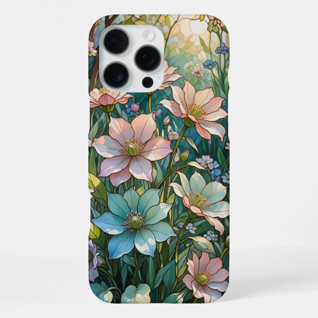 Coque iPhone Conception de verre floral (Verso)