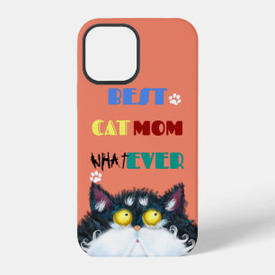 Coque iPhone 12 Conception d'humour pour maman de chat ridicule po