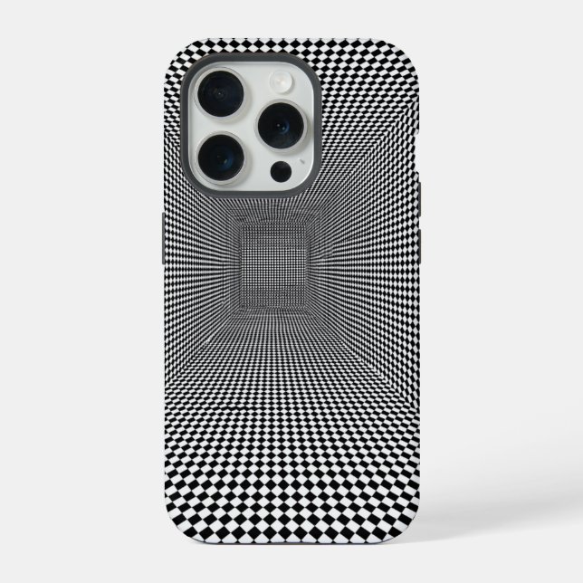 Coque iPhone Conception d'illusion optique noir et blanc (Verso)
