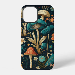 Coque iPhone 12 Conception d'illustration de champignon et de fleu