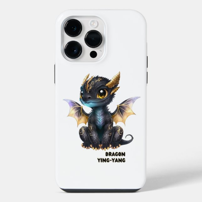 Coque iPhone Conception Dragon Noir (Verso)