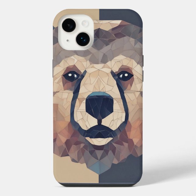 Coque iPhone Conception d'une tête d'ours en low poly (Verso)
