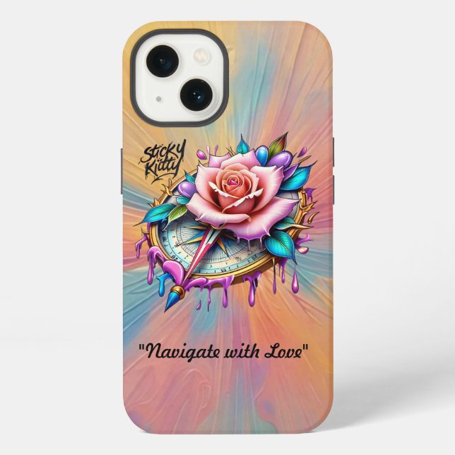 Coque iPhone "Conception Élégante de Rose des Vents" (Verso)