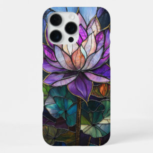 Coque iPhone 16 Pro Max Conception en verre tendu de Lotus Faux violet