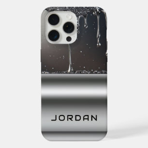 Coque iPhone 15 Pro Max Conception esthétique métallique brillante avec go