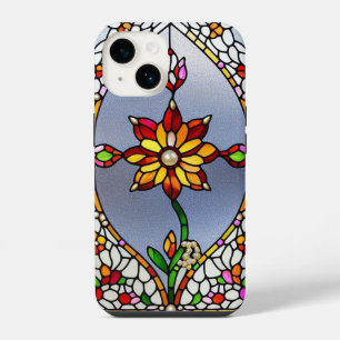 Coque Pour iPhone 14 Conception florale de vitrail coloré