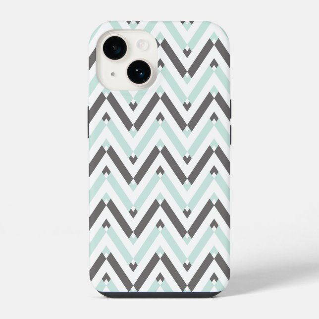 Coque iPhone Conception géométrique Chevron blanc de menthe mod (Verso)