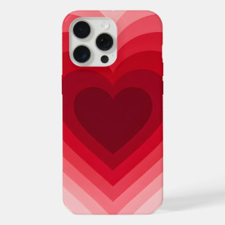 Coque iPhone 15 Pro Max Conception Géométrique de Cœur Superposé Rose Roug