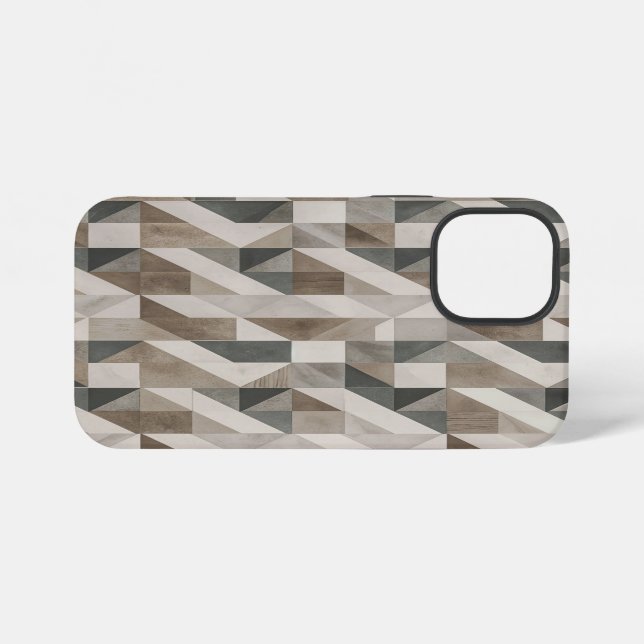 Coque iPhone Conception Géométrique Moderne - Beige et Gris Neu (Verso Horizontal)
