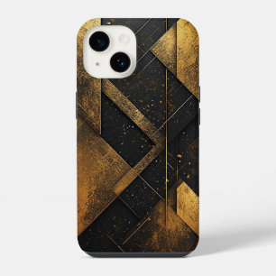 Coque Pour iPhone 14 Conception Géométrique Or Noir