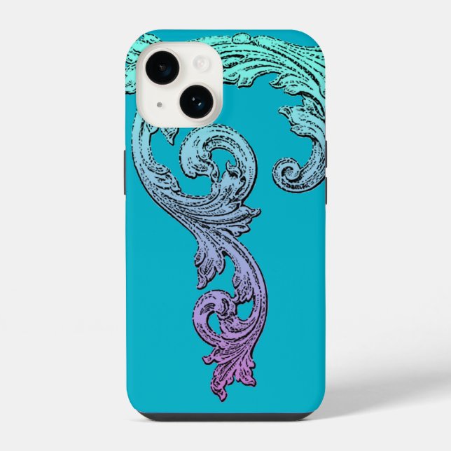 Coque iPhone Conception gothique élégante en bleu (Verso)