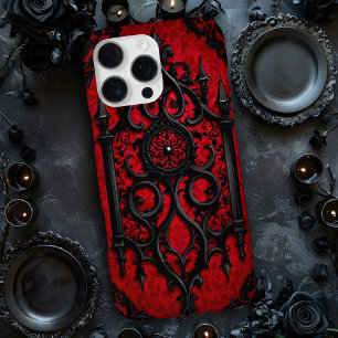 Coque iPhone 16 Pro Max Conception gothique en rouge et noir