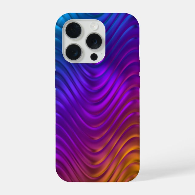 Coque iPhone Conception psychédélique acide de vagues numérique (Verso)