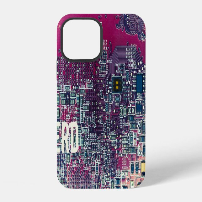 Coque iPhone Conception rétro de carte de circuit rouge pour ne (Verso)