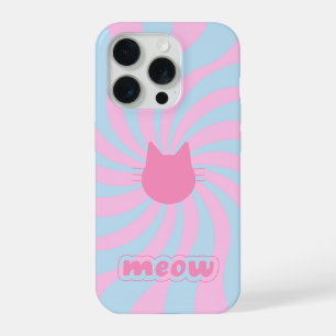 Coque iPhone 15 Pro Conception Rétro Groovy Minimaliste Meow