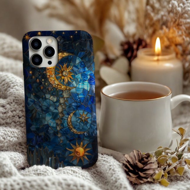 Coque iPhone Conception solaire et lune en verre tendu (Créateur téléchargé)