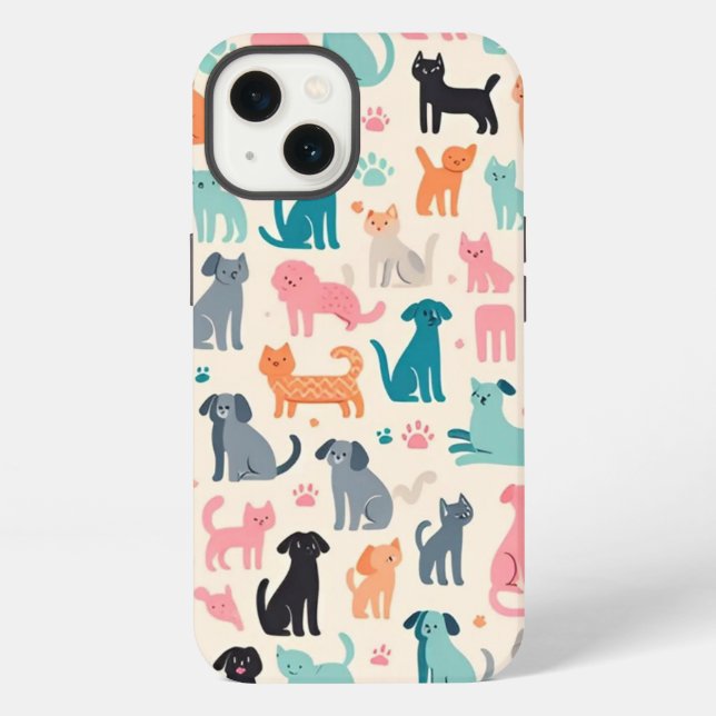 Coque iPhone Conceptions d'animaux mignons motif sans couture d (Verso)
