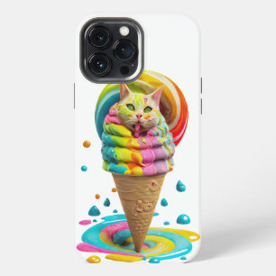 Etui iPhone 13 Pro Max Cône de glace coloré de chat mignon