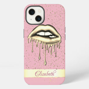 Etui iPhone 13 Confettis, Rayure dorée, Lèvres métalliques dégoul