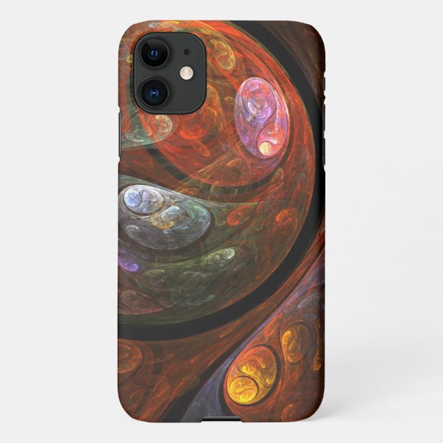 Coque iPhone Connexion fluide Art Abstrait brillant (Dos)