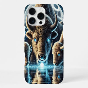 Coque iPhone 16 Pro Max Connexion mystique du troupeau de bisons au cosmos