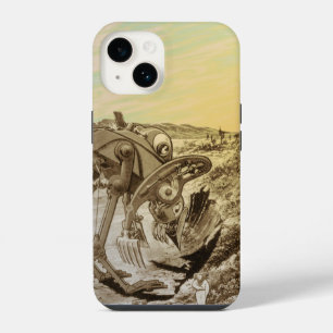 Coque Pour iPhone 14 Construction d'aliens de science-fiction vintage s