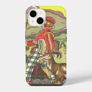 Coque Pour iPhone 14 Conte de fées vintage, garçon et vent du nord, Hau